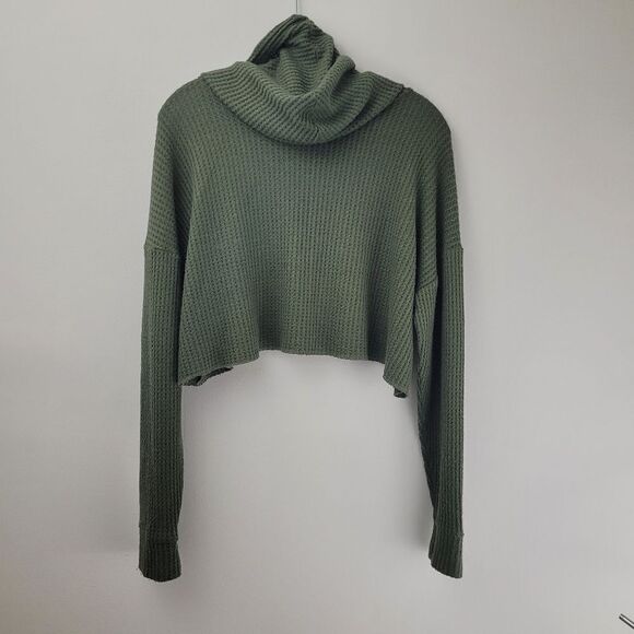 F21 cropped waffle knit hoodie - Picture 7 of 8